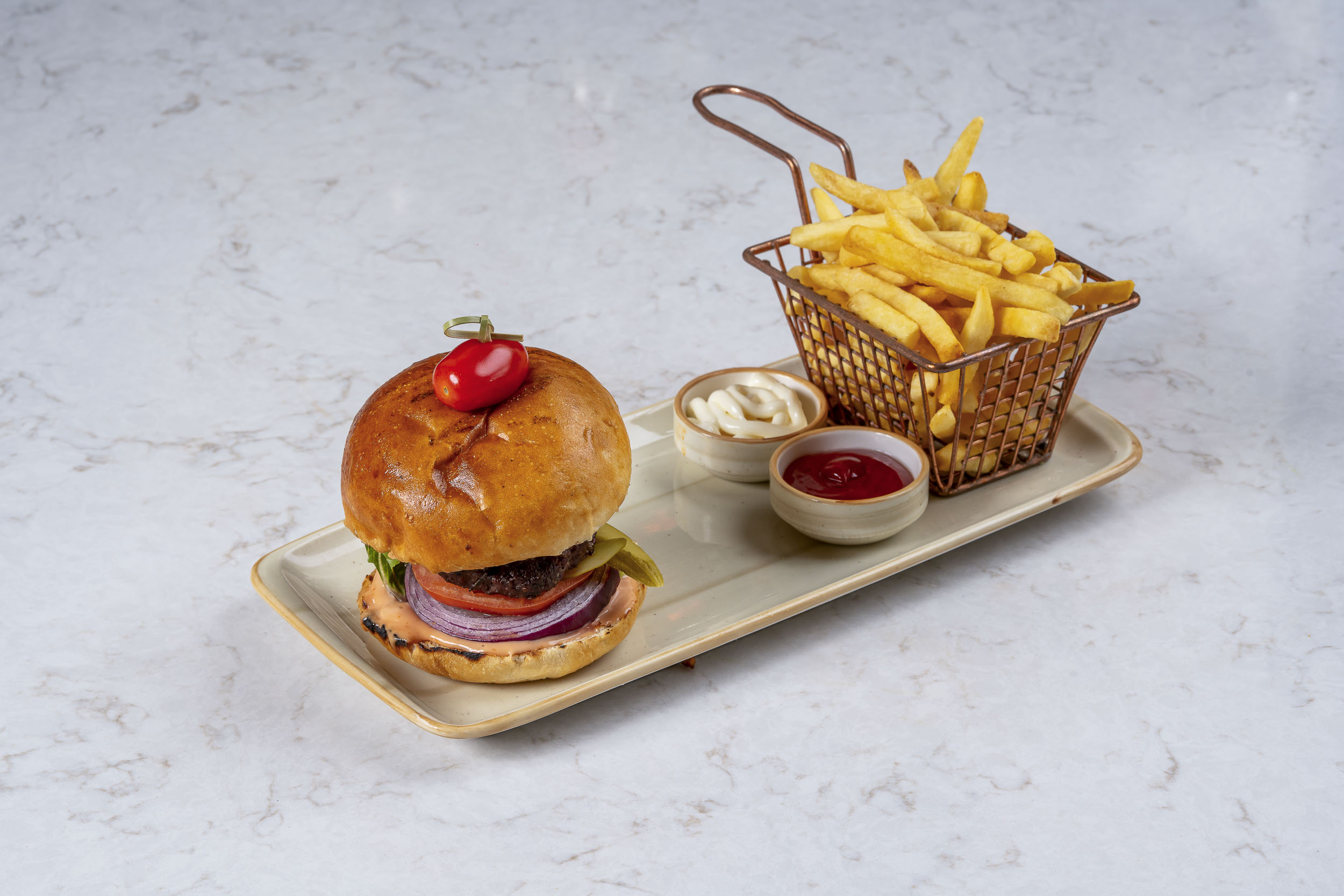 burger with french fries