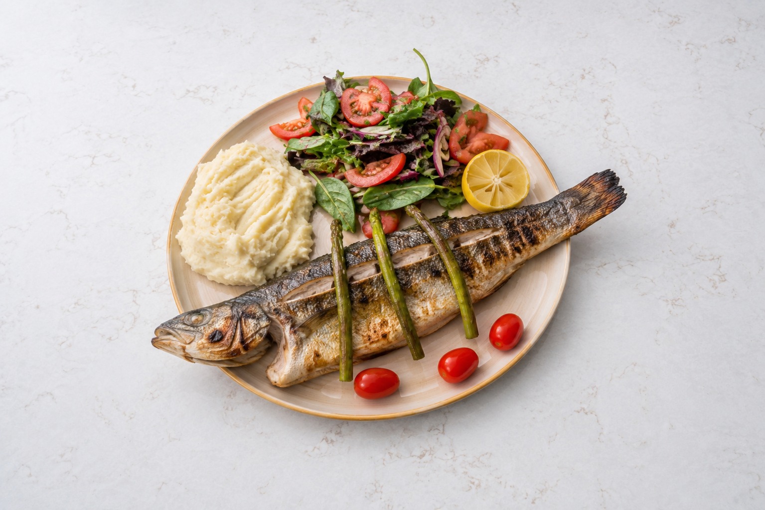 grilled mediterranean branzino - whole